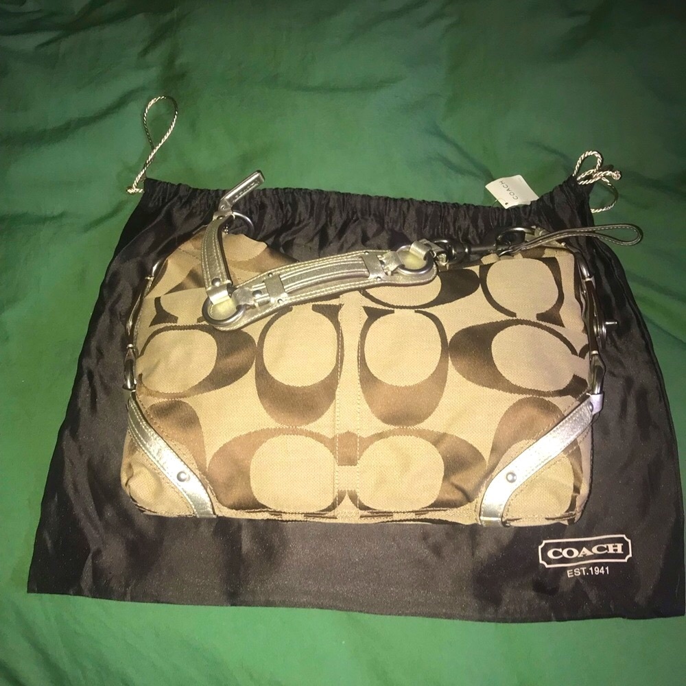 BNWT LARGE COACH SIGNATURE CARLY BABY BLUE INTERIOR - Picture 2 of 14